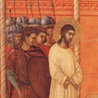 éditionsNOUVELLECITÉ / Jésus devant Pilate, détail de "La Maestà", par Duccio di Buoninsegna, XIV° s., Sienne (Italie)