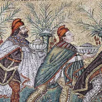 Wikimédia Commons - L'étoile guidant les mages, mosaïque de Ravenne, VIe siècle
