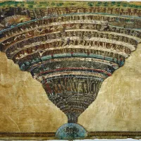 La carte de l'Enfer par Sandro Botticelli, illustration d'un manuscrit de la Divine Comédie. ©Wikipedia