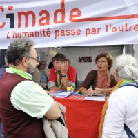 28 septembre 2013 : Stand de la Cimade, village des solidarités. Rassemblement " Protestants en fête- Paris d'espérance ", Paris (75) France © Corinne SIMON/CIRIC
