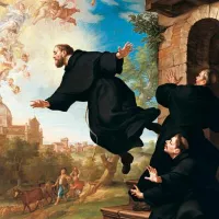 Saint Joseph de Copertino en lévitation à la vue de la Sainte Maison de Lorette par Ludovico Mazzanti ©Wikimédia commons