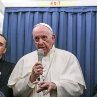 26 août 2018 : conférence de presse du pape François dans l'avion après sa visite pastorale en Irlande - Crédits : Alessia GIULIANI/CPP/CIRIC