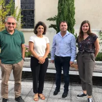 De gauche à droite : Paul Agius, Catherine Fabre, Gwénael Lamarque et Maud Dumont. Photo RCF Bordeaux. 