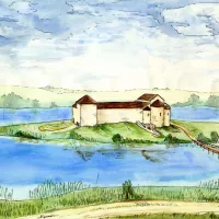 Restitution du monastère d'Ilay au XIIe siècle ©Unité de Recherche Archéologique Cartusienne