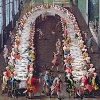 Pietro Longhi - 1755 - banquet à Venise en l'honneur de Clemens-August von Wittelsbach - service à la française ©Wikimédia commons