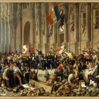 Lamartine devant l’Hôtel de Ville de Paris le 25 février 1848 refuse le drapeau rouge, par F. Philippoteaux ©Wikimédia commons