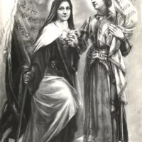 Fusain de Thérèse et Jeanne d'Arc par sa sœur Céline  1909 - 