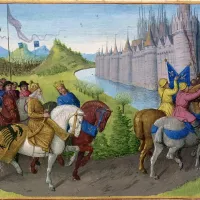 Miniature du XVè siècle Arrivée des Croisés à Constantinople