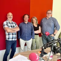 Charles Aivar, Jeff Lubrano, Line Briard et Pierre Lenganey avec au téléphone Nathalie Iris @RCF Orne