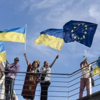 Manifestation de solidarité envers le peuple ukrainien à Limassol, Chypre, le 08/05/2022 ©Iakovos Hatzistavrou / AFP