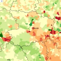 Carte de l'usage des pesticides commune par commune en Maine-et-Loire ©Solagro