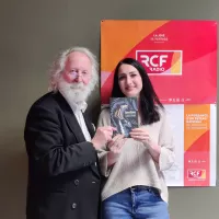 Gilles Laporte avec Céline Righi, dans Ouvrons les Guillemets sur RCF en Lorraine. ©RCF