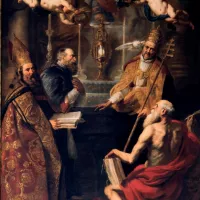 © Trésor de la cathédrale de Liège - Érasme Quellin - Détail: Dispute du saint sacrement, 