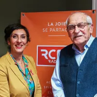 Chaynesse Khirouni, présidente du Conseil Départemental de Meurthe-et-Moselle, avec Jean-François Trorglic, animateur de Politiquement vôtre dans les studios de RCF Lorraine Nancy. ©RCF