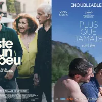 Affiche de "Reste un peu" de Gad Elmaleh et de “Plus que jamais” d'Emily Atef