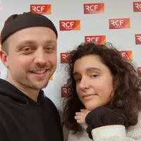Romain Deschamps et Agathe Denoirjean dans les studios de RCF Isère - Novembre 2022