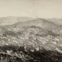 Saint-Etienne, ville industrielle, en 1860 (© Archives départementales de la Loire)