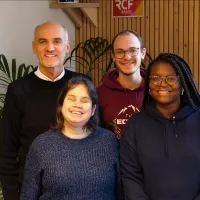 de gauche à droite : X. Grillon, Jessica, Yves-Marin, Émilia - © RCF Lyon