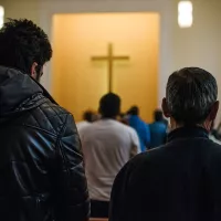 Réfugiés musulmans dans une église, à Berlin, le 07/11/2015 ©Zacharie Scheurer / Hans Lucas