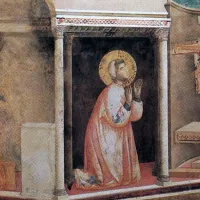 Giotto, Fresques de la vie de saint François à Assise, Le Crucifix de Saint-Damien lui ordonne de réparer les ruines de l'église ©Wikimédia commons