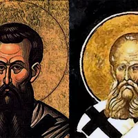 Saint Basile (gauche) et saint Grégoire ©Wikimédia commons
