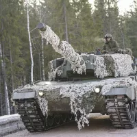 Un char Leopard 2 norvégien lors des manœuvres de l'OTAN Cold Response en 2022. Frederic Petry/Hans Lucas