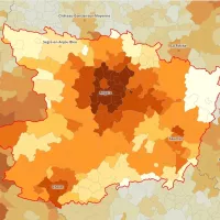 Carte des loyers 2022 des maisons du parc privé, en €/m², dans chaque commune ©Observatoire des territoires