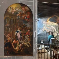 Théodore-Edmond Plumier, Martyre de sainte Catherine, toile, env. 640 x 340 cm, Liège, église Sainte-Catherine. Cliché D.R. Audrey Jeghers.
