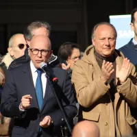 Eric Ciotti entouré des élus Bernard Chaix et Gaelle Frontoni - Photo RCF 