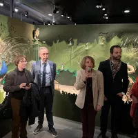 A gauche, Pierre Hurmic (maire de  Bordeaux) et à droite Nathalie Mémoire (directrice du Muséum de Bordeaux) réunis pour l'inauguration de l'exposition.