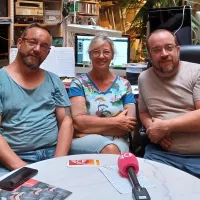 ®RCF34 2023 : Jean-Louis, Caroline et Yann, chanteurs de rue avec le nouvel orgue de barbarie “Baraffe Charial”