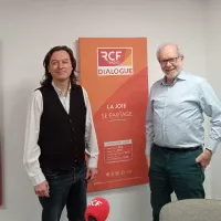 Roberto Beltrami et Jean Charmois dans les studios de c/ Dialogue RCF