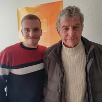 Christian Gourcuff avec notre journaliste Pierre Girault © RCF