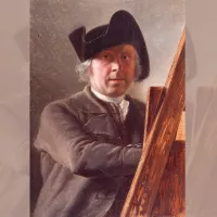 Léonard Defrance, Autoportrait au chevalet, bois, 59 x 41 cm, Liège, Grand Curtius. © IRPA-KIK, Bruxelles.