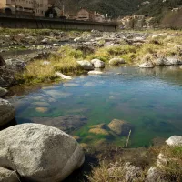 Au terme de l'hiver, le niveau d'eau des rivières est très préoccupant. Ici, à Amélie-les-Bains, dans les Pyrénées-Orientales, le 17 mars. ©Lionel Pedraza / Hans Lucas