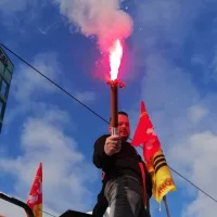 Charly Paillaud lors d'une manifestation contre le réforme des retraites
