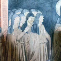 Sainte Claire avec des sœurs, fresque de la chapelle Saint-Damien d'Assise. ©Wikimédia commons