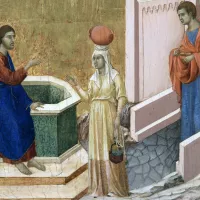 Duccio di Buoninsegna, Le Christ et la Samaritaine ©Wikimédia commons
