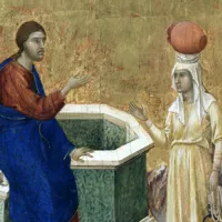 Duccio di Buoninsegna, Le Christ et la Samaritaine ©Wikimédia commons