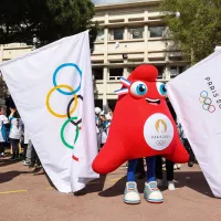 Les mascottes de Paris 2024 à Nice à l'occasion de la Semaine olympique et paralympiques (SOP), le 03/04/2023 ©ARIE BOTBOL / Hans Lucas