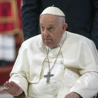 Italie, Rome, Vatican, 28/05/2023. Le pape François lors d'une messe de Pentecôte dans la basilique Saint-Pierre au Vatican. © Alessia Giuliani / Catholic Press Photo / Hans Lucas.