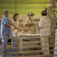 Un patient atteint de la maladie de Charcot en soins à l'hôpital de Briançon. Thibaut Durand / Hans Lucas.