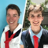 de gauche à droite : Priscilla Vandame, hospitalière, et Louis Rocher, plus jeune hospitalier de Lourdes - © RCF Lyon (Lætitia de Traversay)