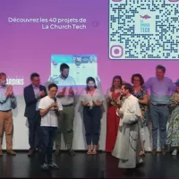 Lors de la soirée "Pitch My Church", sept entrepreneurs chrétiens du secteur du numérique ont présenté leurs projets, le 14/06/2023 à Paris ©Image KTO