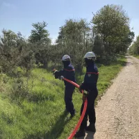 Les pompiers en exercice à Molac ©RCF 