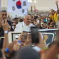 Le pape François arrive au parc du Tage pour la veillée de prière, le 05/08/2023 ©Duarte Antunes \ JMJ 2023