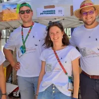 A gauche et à droite Anne-Claire Stubbe et Antoine Stubbe futurs agriculteurs qui ont rencontré les jeunes pro aux JMJ de Lisbonne.