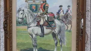 "Maitre de camp général, Cavalerie, vers 1786", aquarelle par Lucien Rousselot (1900-1992)