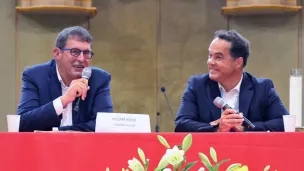 Pèlerinage national de Lourdes / Notre-Dame du Salut - Le 16/08/2020 : Philippe Royer, président des EDC et Mathias Terrier, Lourdes