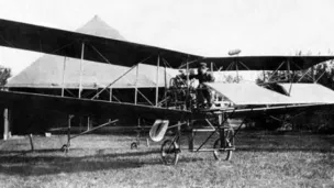 L'avion René Gasnier 1 lors de son premier décollage sur la Grand-Pré